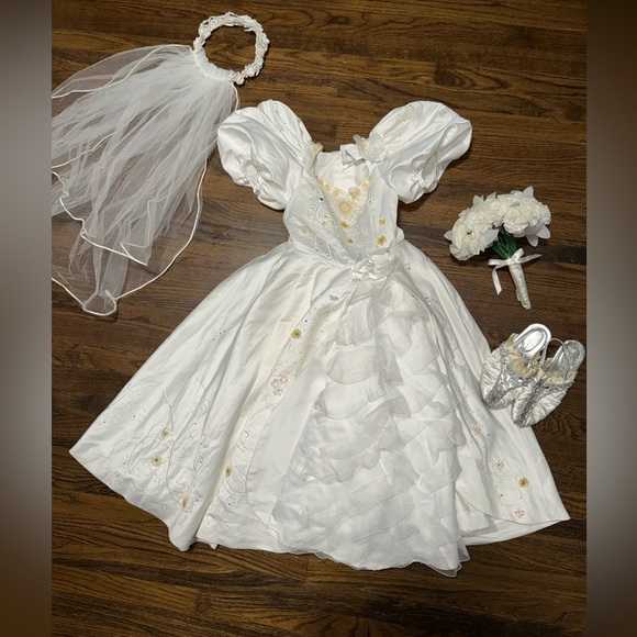 Disney Enchanted Giselle Wedding Gown Dress Shoes Veil Boutique size 5